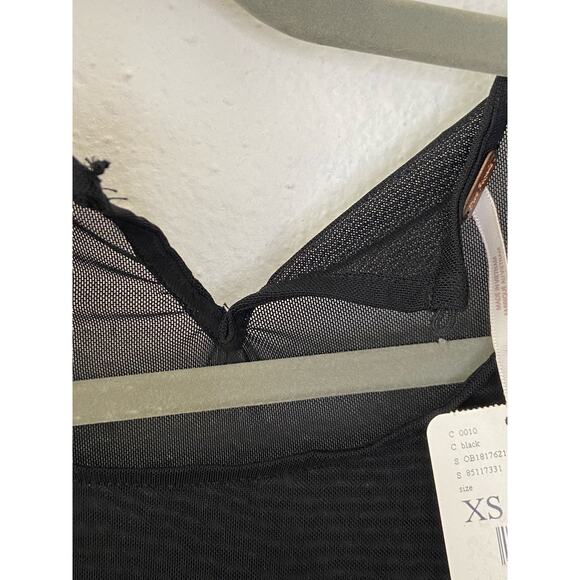 Free People Mirrorball Crop Tank Top Cowl Mesh Crystal Embellished Black Size XS - Picture 8 of 13